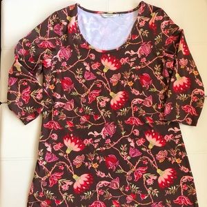 🍀 LIZ CLAIBORNE NY 3/4 Sleeve Floral Knit Dress